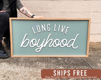 Long live boyhood, framed nursery sign, baseball nursery sign, framed wood sign, nursery room decor, nursery wall art, boy kids room decor