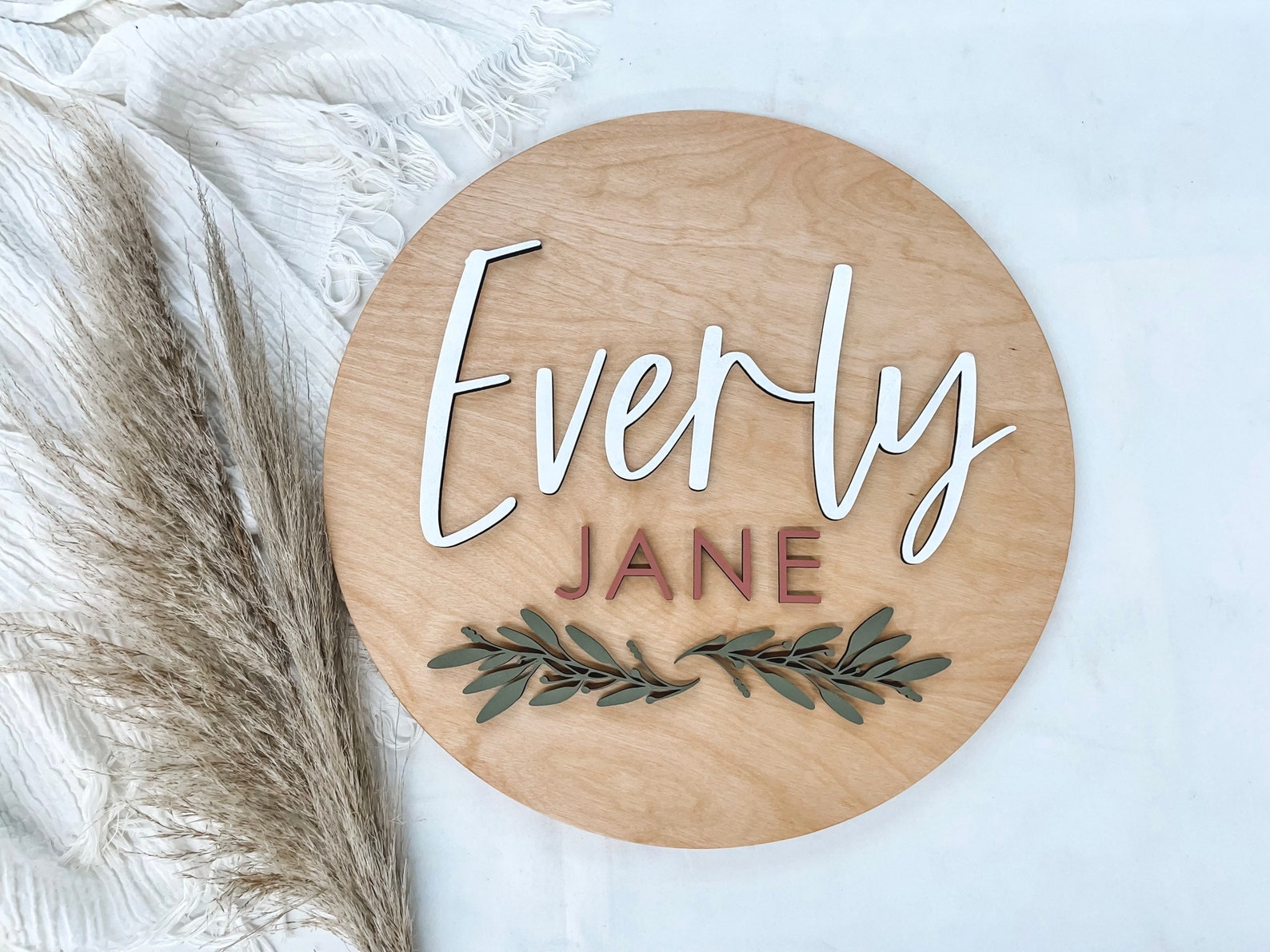 Nursery Name Sign Above Crib Name Sign Round Name Sign Boho Etsy