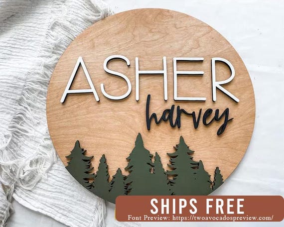 Nursery name sign, woodland nursery, forest name sign, above crib baby name sign, boy name sign, trees nursery sign, boy nursery sign