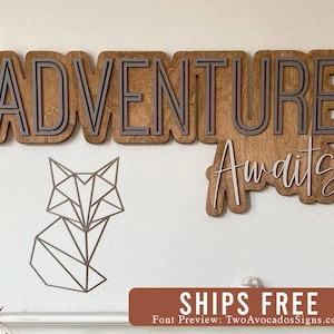 Wood Sign | Adventure awaits sign | nursery sign decor | playroom sign | nursery wood sign | boy playroom sign | book nook