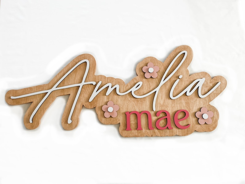 Rainbow name sign, large wood name sign, nursery name sign, rainbow nursery, rainbow baby, above crib sign, layered name sign, cut out sign image 9