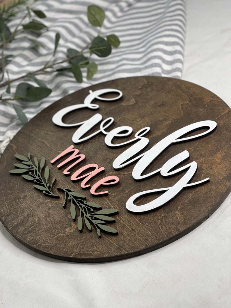 Nursery Name Sign Round Name Sign Above Crib Name Sign Name Etsy