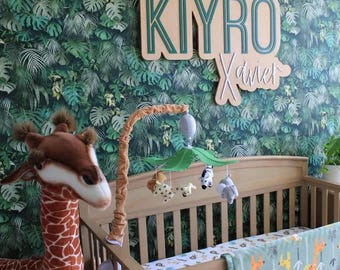 Large wood name sign, nursery name sign, girl name sign, above crib name sign, layered baby name sign, boy name sign, cut out sign