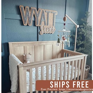 Large wood name sign, nursery name sign, girl name sign, above crib name sign, layered baby name sign, boy name sign, cut out sign