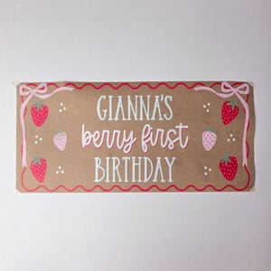 Custom Banner, Printed Butcher Paper Banner, Personalized Party Decor, Event Banner, Printed Banner, Personalized, Berry First Birthday