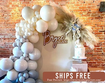 Large wood name sign, nursery name sign, boho nursery sign , above crib cut out, layered baby name sign, baby shower backdrop, birthday sign