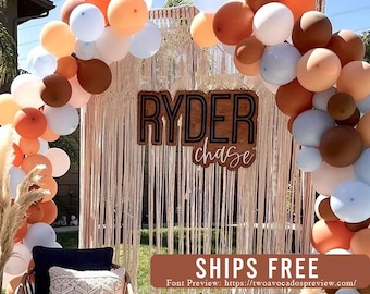 Large wood name sign, nursery name sign, boho nursery sign , above crib cut out, layered baby name sign, baby shower backdrop, birthday sign