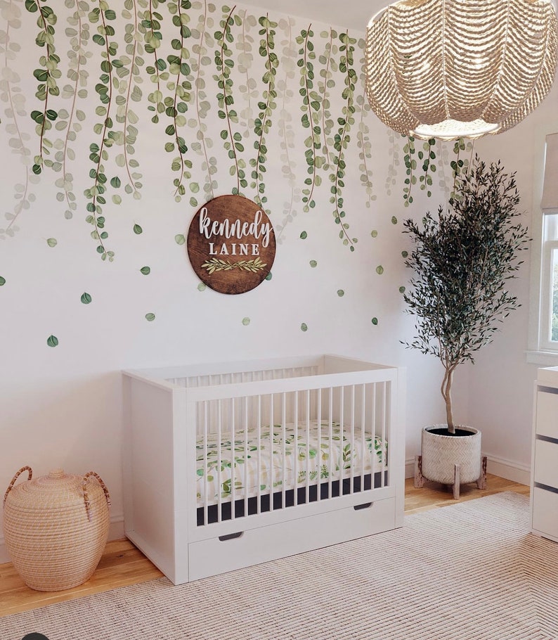 Nursery Name Sign Above Crib Name Sign Round Name Sign Boho Etsy
