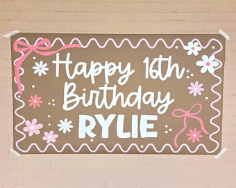 Custom Banner, Printed Butcher Paper Banner, Personalized Party Decor, Event Banner, Printed Banner, Personalized Banner, 16th Birthday Bows