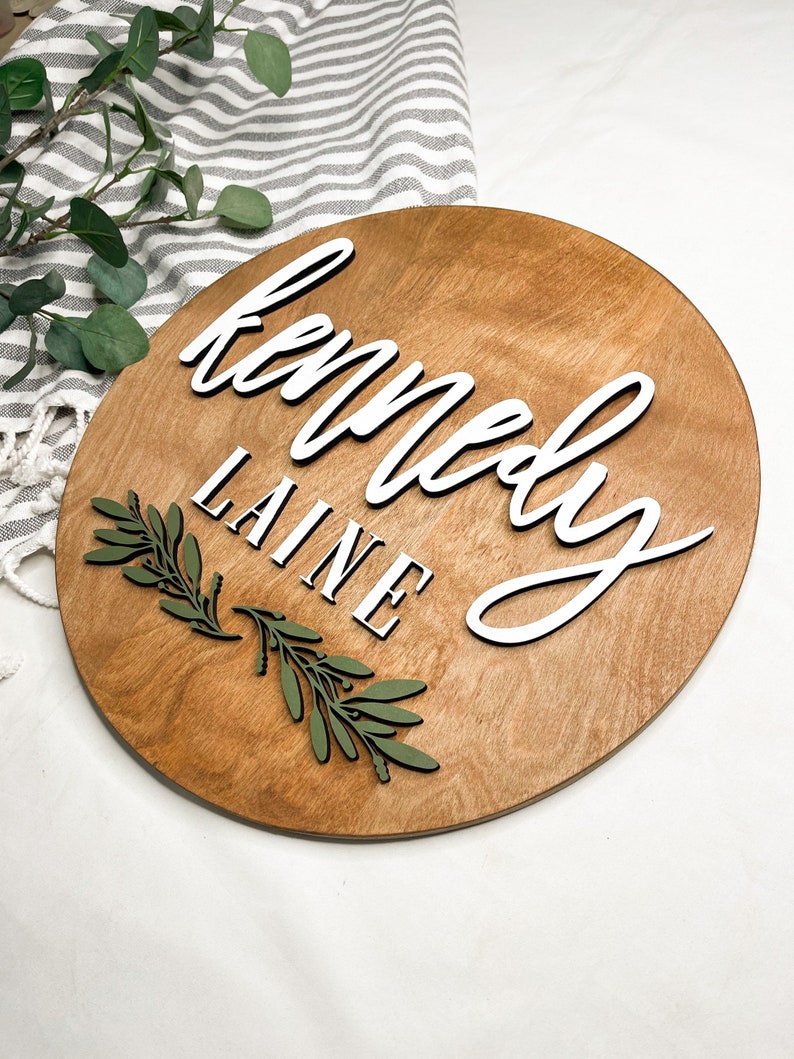 Nursery Name Sign Above Crib Name Sign Round Name Sign Boho Etsy