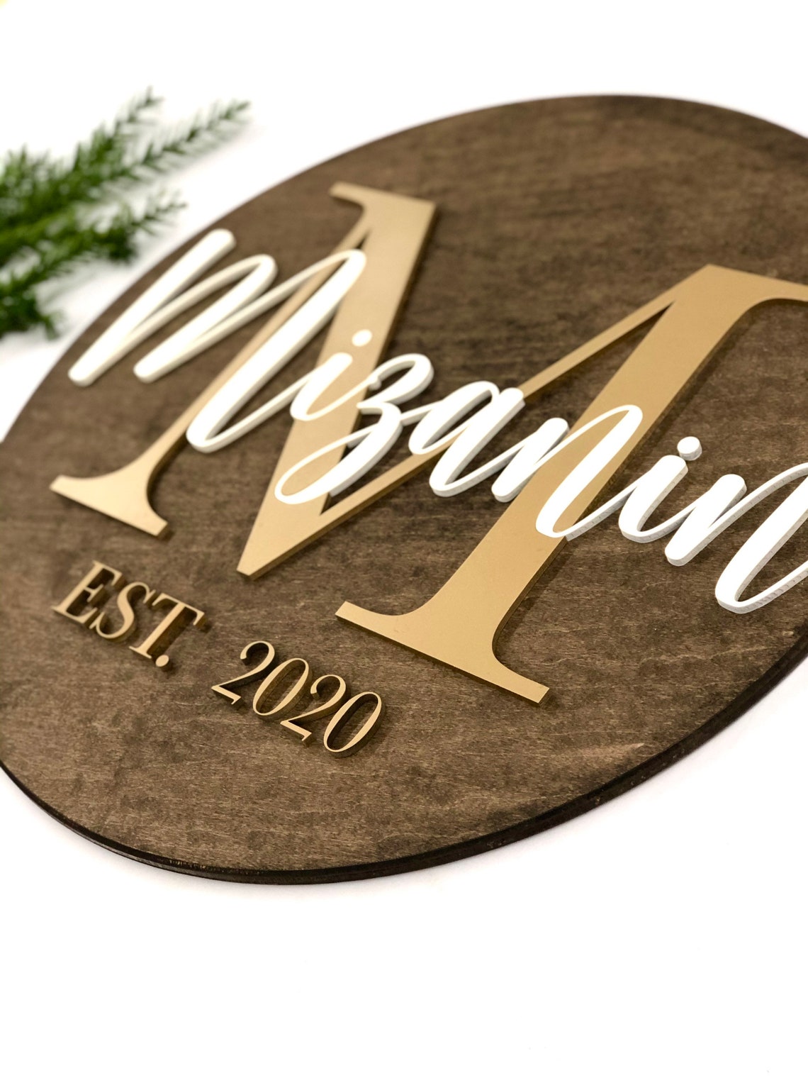 Round last name sign // laser cut sign // round wedding sign Etsy