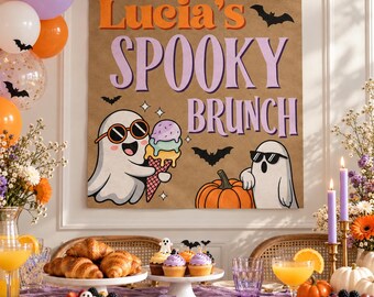 Personalized Spooky Brunch Banner | Halloween Brunch Party Decor | Cute Ghost Halloween Banner | Fall Party Backdrop | Custom Paper Banner