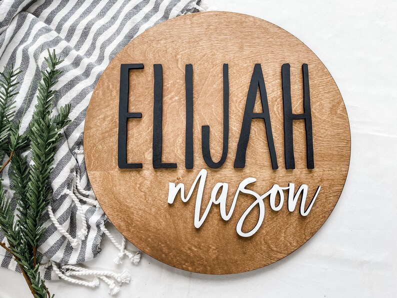 Nursery Name Sign Round Name Sign Above Crib Name Sign Etsy