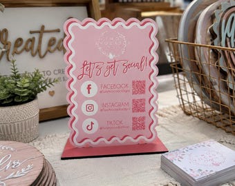 Social Media Sign, QR Code Sign, Business Counter Sign, Facebook Instagram Sign, Google Review Sign, Small Business Display
