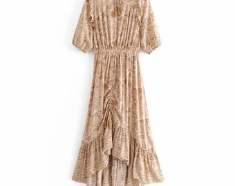 Womens Plus Size Floral Boho Maxi Dress O Neck Summer Casual Vintage Sleeveless Floaty Long Dresses