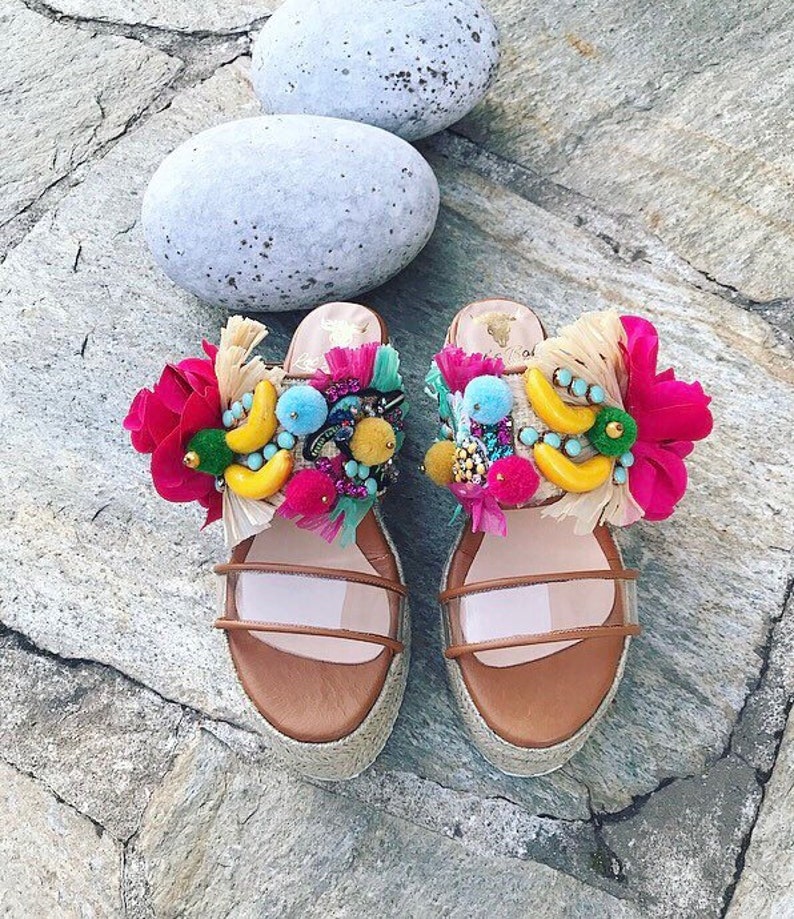 Sample Sale Jute Sandals Women Platforms Handmade Leather Sandals Wedges Espadrille Wedges Leather Platform Sandals Boho Sandals