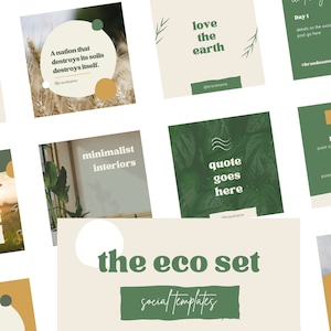 Eco-Friendly Green Social Instagram Post Templates, Social Media Template, Eco Sustainable Design