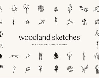 Woodland Illustration Icon Set: Eco Forest Design Elements Icons