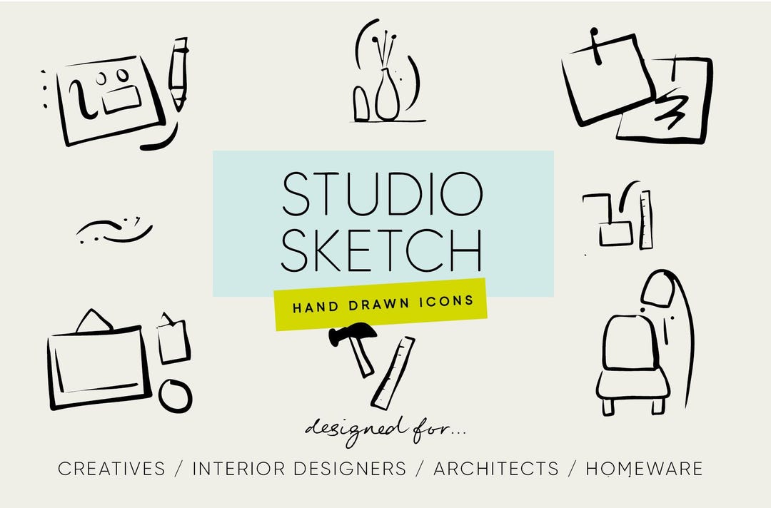 Interior Designer Architect Icons Handdrawn Illustrations | Creative ...