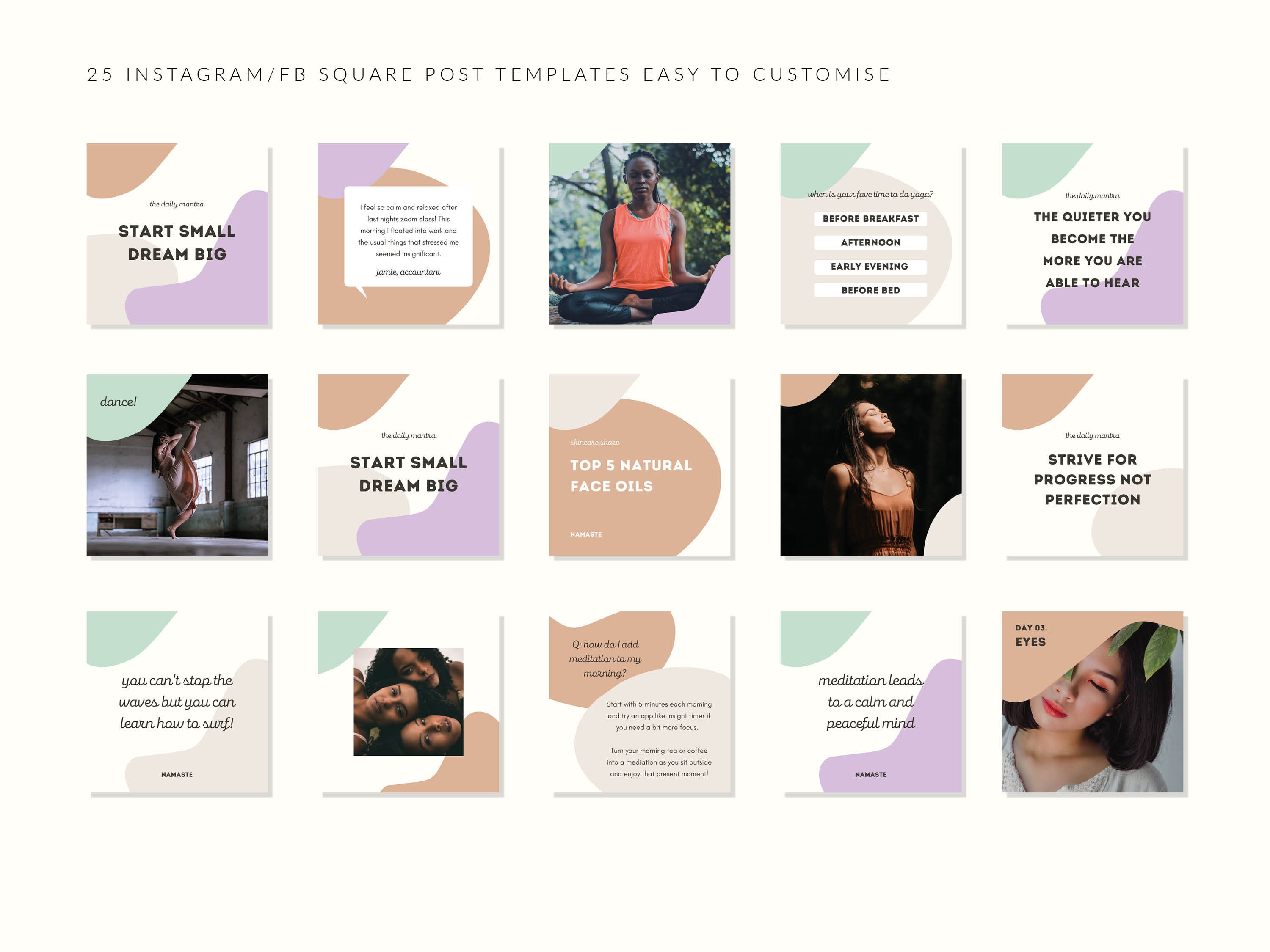 Flow Social Media Instagram Template Canva Posts Yoga Wellness Health ...