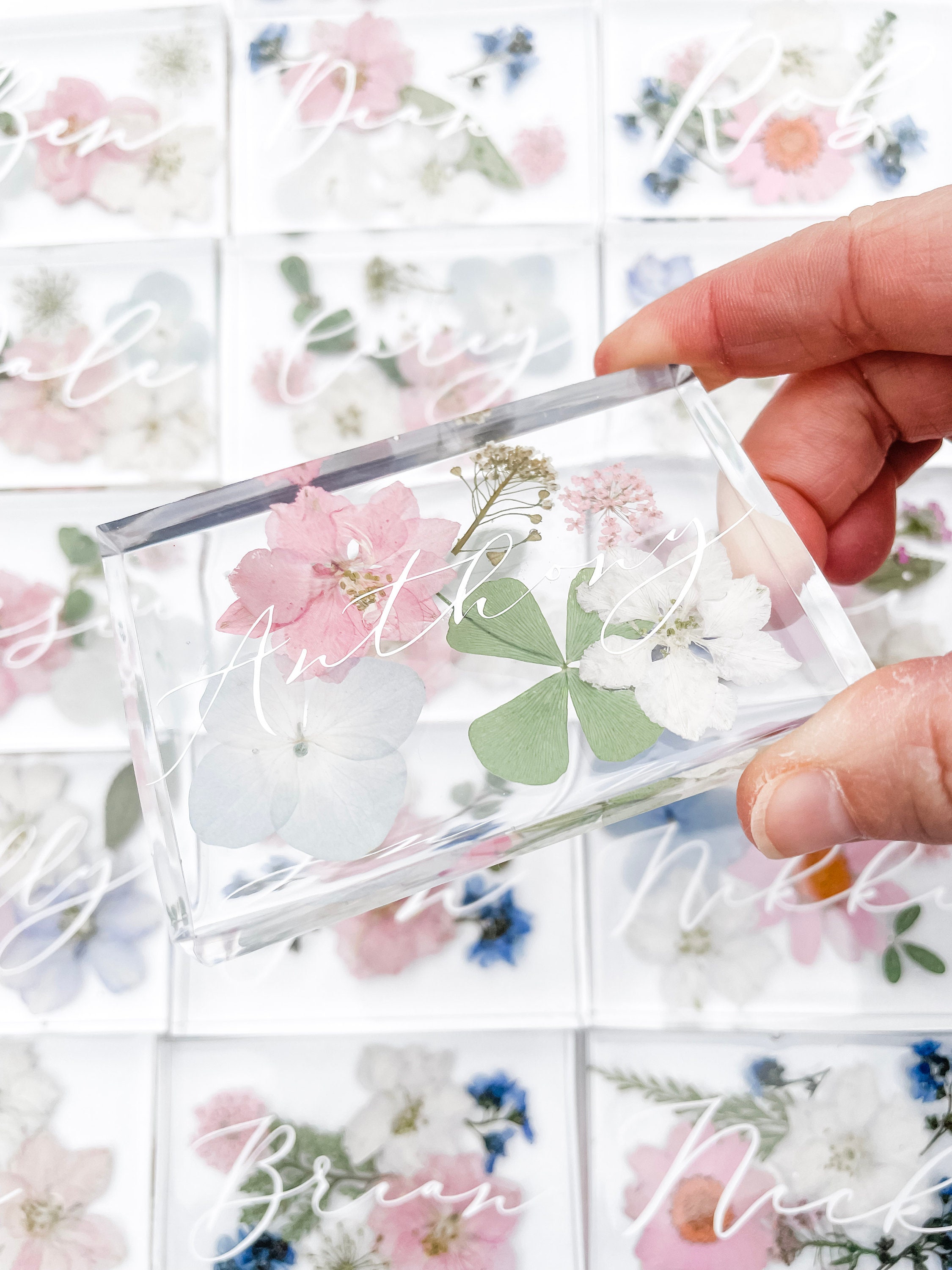 Pressed Flower Place Card/Favor/Wedding Placecards/Floral Resin/Wedding Favors/Seating Cards/Resin Place Card/Wedding Keepsake