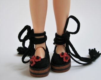 Te bestellen: Blythe/Pullip/Licca leren schoenen met bloemen, verschillende kleuren om uit te kiezen, Schoenen voor poppen, Poppenaccessoires, Poppenlaarzen