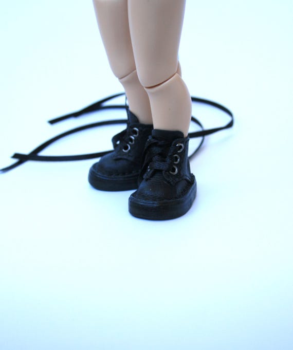 Black leather classic boots with ribbons for Qbaby/Qian/Dian/Huhu bjd doll, doll boots, doll shoes, bjd shoes