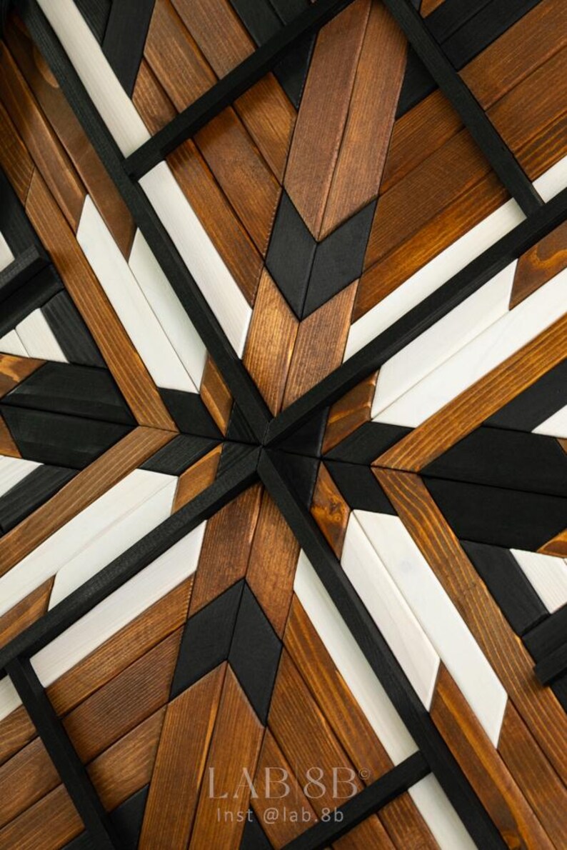 Handmade Pine Wood Mosaic Wall Art: Geometric Ethnic Decor Panel - Etsy
