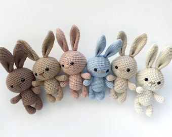 NEWBORN BABY knit bunny organic toy, Easter bunny gift, baby announcement gift for grandparents