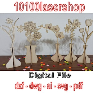 Digital File Design for Flower 2,Christmas gift,festa della mamma,vector cut file,K40,flower wood,mother day,Fiori SVG-DXF-PDF-Ai-File,cnc