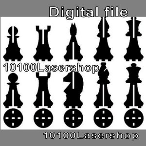 Chess, Chess Set laser cutting file- digital model , 3 mm Laser Cut, SVG file ,PDF,ai,dwg and DXF, vector model, K40 vector file
