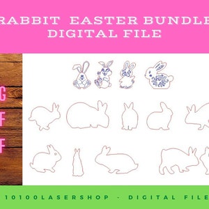 Silhouettes of Easter bunnies, usable for your projects, laser , k40, cricut ..etc files svg - dxf - pdf