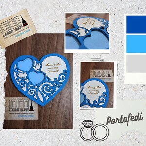 Portafedi artigianale a cuore, matrimonio in legno, nozze, fedi, personalizzato con incisione laser,fedi anelli matrimonio