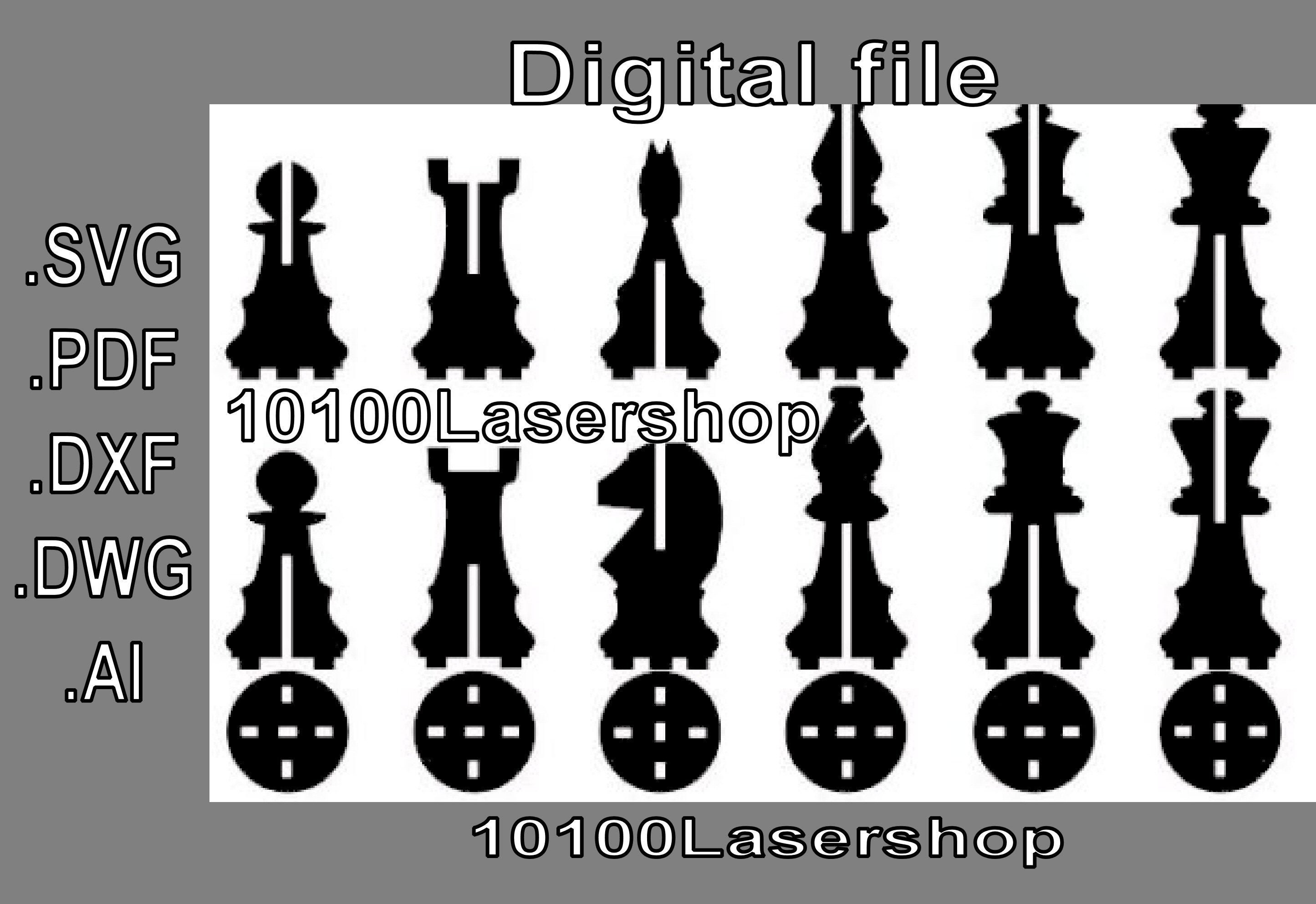 Chess piece svg set, silhouette bundle, PNG clip art, 22 Digital files By  DigitalPrintableMe