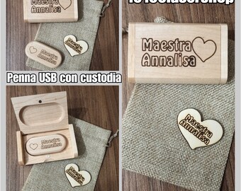 Chiavetta USB 16GB In Legno Personalizzata – Confezione Regalo Matrimonio/Baby - Foto 3