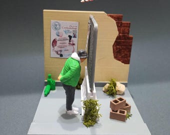 diorama - PENSIONATO che guarda cantiere, originale regalo pensione,umarell, pensionamento, cantiere stradale,lavoratore in pensione,congedo