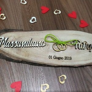 Portafedi matrimonio in legno, nozze, fedi, personalizzato con incisione laser