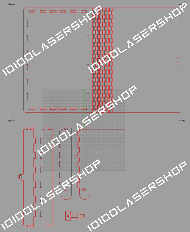 Peut inclure: Un design d&eacute;coup&eacute; au laser pour une bo&icirc;te en bois avec un trou de serrure et un motif d&eacute;coratif. Le design comprend le texte "10100LASERSHOP" r&eacute;p&eacute;t&eacute; plusieurs fois.