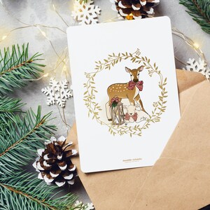 Carte "Faon et Mouton de Noël"