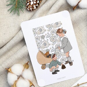Carte "Fille et garçon jouant"