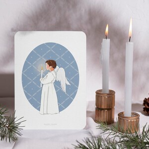 Carte "Petit Ange à la Bougie" - Garçon