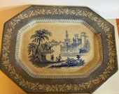 15 quot Antique Blue and White Transferware Platter Tray