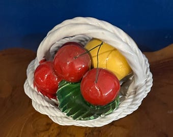 Vintage Colorful Majolica Style Figural Fruit Basket Made in Japan