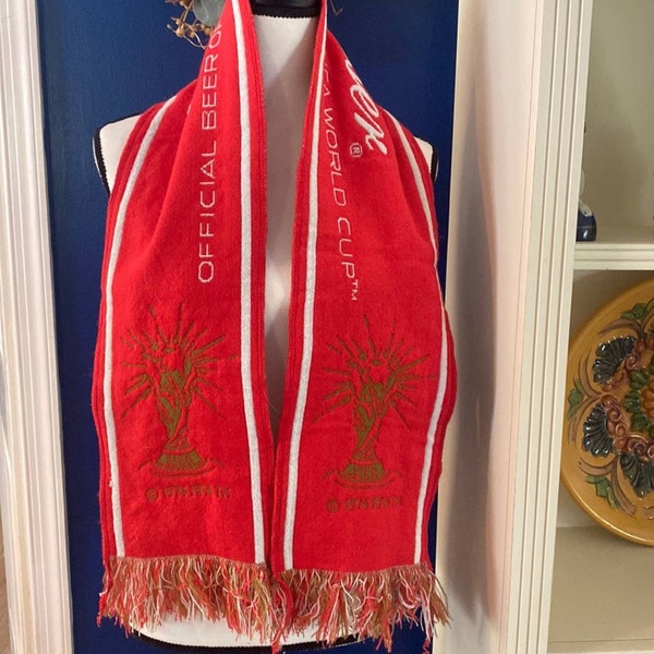 Vintage Rare Budweiser Unisex 2010 FIFA World Cup Match Red Knit Scarf