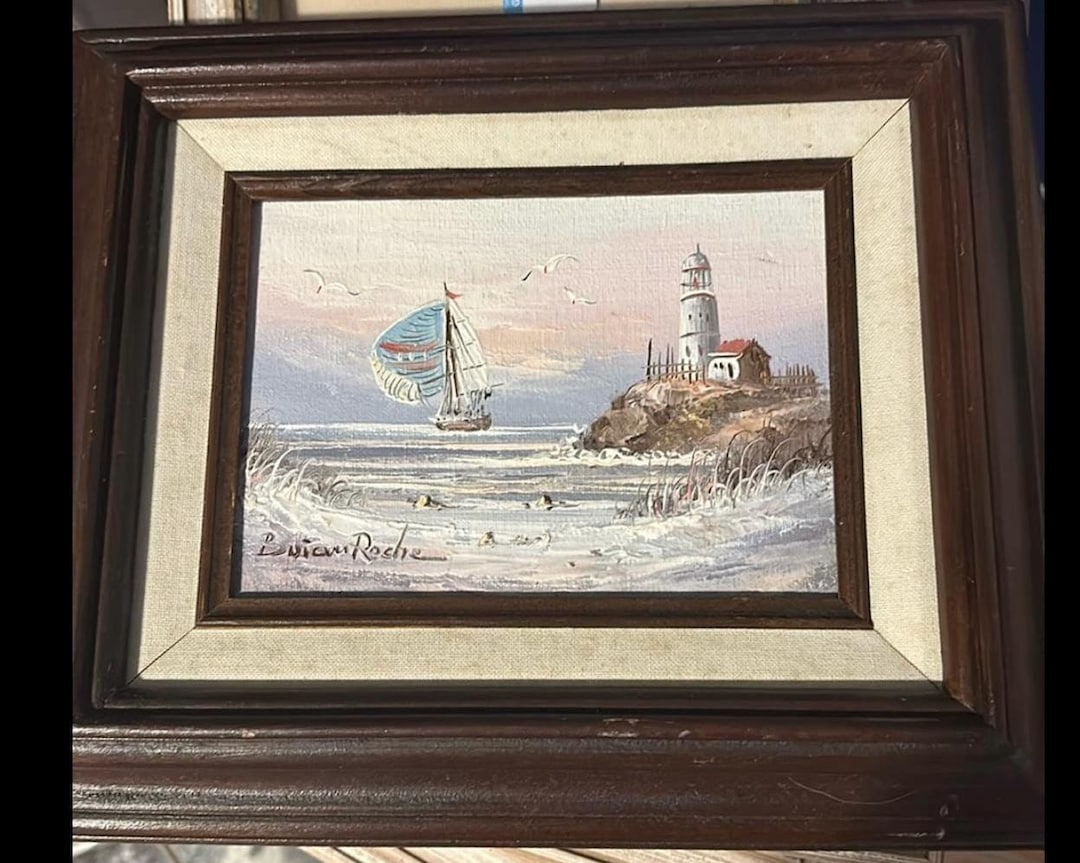 Vintage Hand Painted Signed Brian Roche Original Seascape Plein Air Oil ...