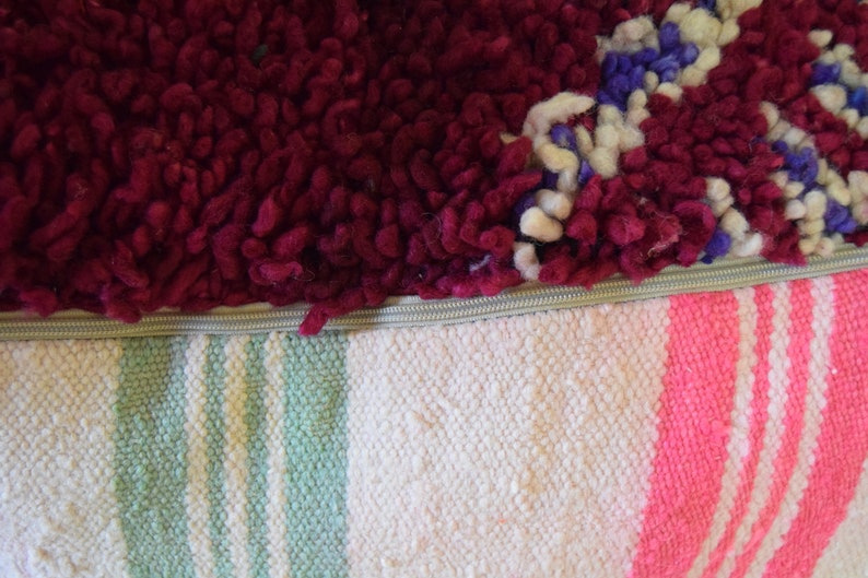 Square footstool Vintage pouf Moroccan pouf Multicolors Azilal Mariage gift Handmade Berber poufs Moroccan furniture Square Ottoman