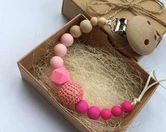 Silicone Pacifier Clip Binky Clip Dummy Teether Clip Soother Clip Baby Bite Beads Universal Clip Toy Clip Newborn Baby Girl Paci clip