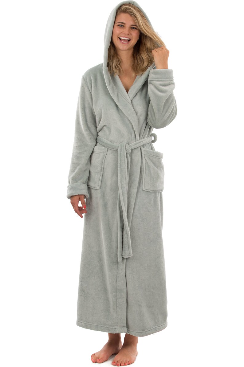 Luxury Fleece Robe with Hood 53 Long Warm Plush Etsy