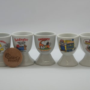 Vintage Character Egg Cups, Bart Simpson, Super Mario, Thomas, Paddington, Snoopy