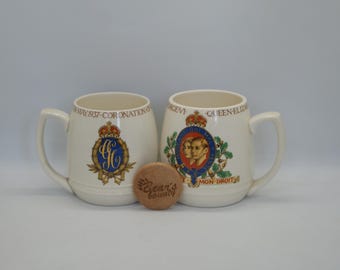 Herdenkingsmokken King George VI 1937 Coronation Mintons, per paar